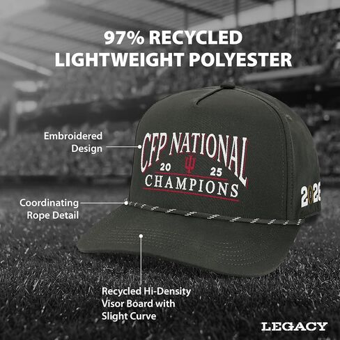 Legacy NCAA Officially Licensed Rope Hat, Indiana Hoosiers CFP National Champions, Caddy Adjustable, One Size Fits Most Black in Saudi Arabia