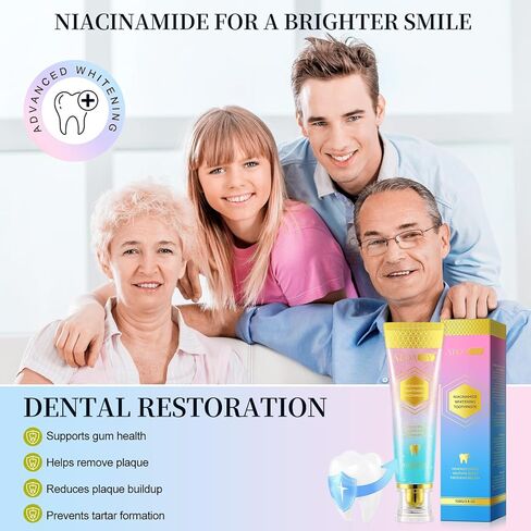Niacinamide Whitening Toothpaste Niacinamide Toothpaste Whitening, Improves Gum Health， Fresh Breath， Fluoride-Free Formula is Suitable for Sensitive Teeth (3.8oz（1 Pack）) in Saudi Arabia