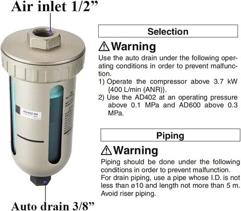 AD402-04 Pneumatic Auto Drain Valve Air Compressor Oil Water Separator Filter 1Pcs in Saudi Arabia