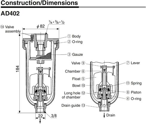 AD402-04 Pneumatic Auto Drain Valve Air Compressor Oil Water Separator Filter 1Pcs in Saudi Arabia