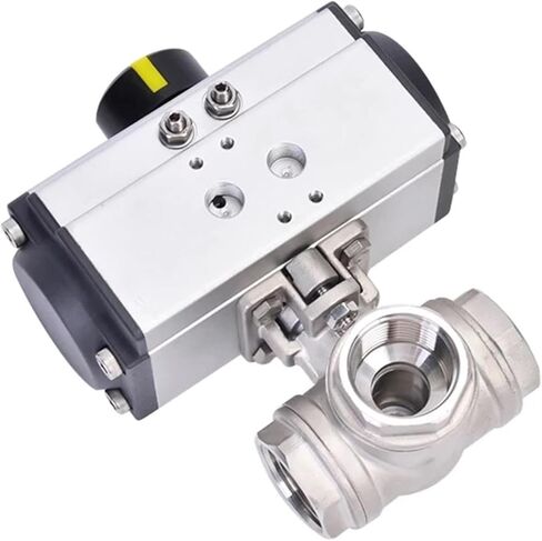3/4 Inch Three-Piece Pneumatic Three-Way Ball Valve With Stainless Steel Internal Thread T Type L Type 1Pcs(L Type) in Saudi Arabia