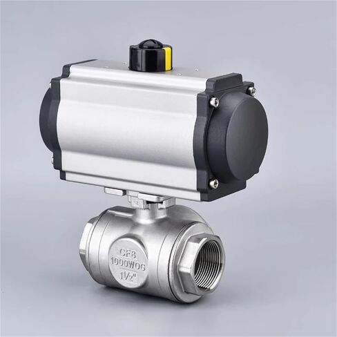 3/4 Inch Three-Piece Pneumatic Three-Way Ball Valve With Stainless Steel Internal Thread T Type L Type 1Pcs(L Type) in Saudi Arabia