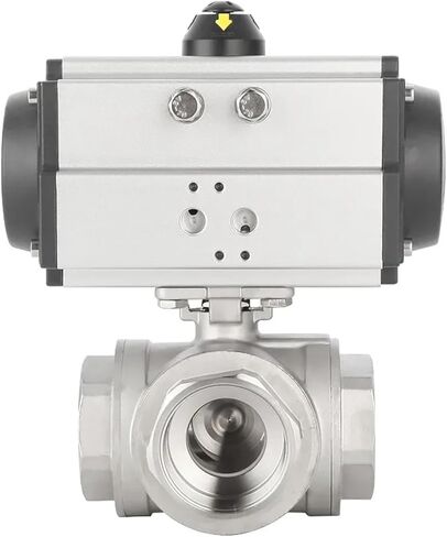 3/4 Inch Three-Piece Pneumatic Three-Way Ball Valve With Stainless Steel Internal Thread T Type L Type 1Pcs(L Type) in Saudi Arabia