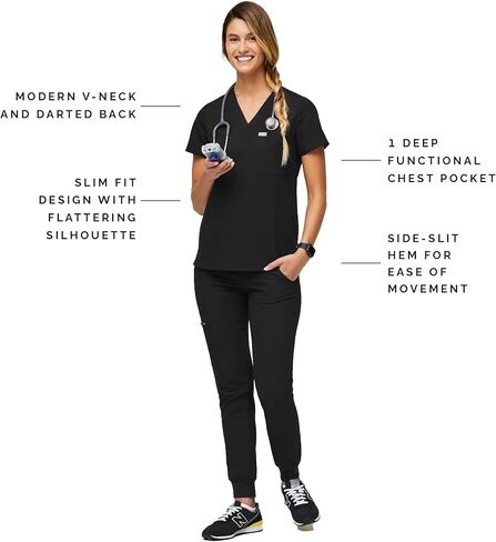 FIGS Catarina One-Pocket Scrub Top for Women - Black, 2XL in Saudi Arabia