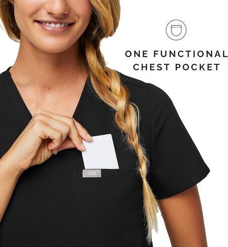 FIGS Catarina One-Pocket Scrub Top for Women - Black, 2XL in Saudi Arabia
