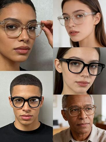 HIYANJN Reading Glasses For Women Men Fashion Classic Square Frame With Spring Hinge, Clear Lenses 3 Pack Readers in Saudi Arabia