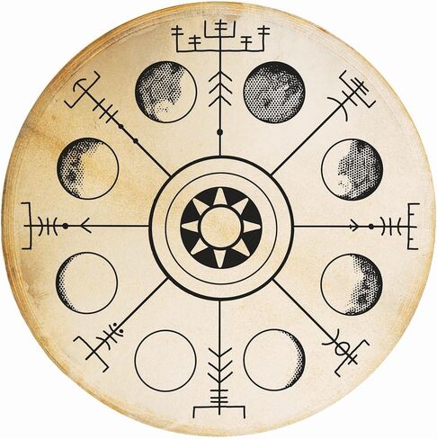 Terre Shaman Drum with Sleipnir, Hugin & Munin Design – 20" Norse Ritual Drum with Goatskin Head & Feather Ornament in Saudi Arabia