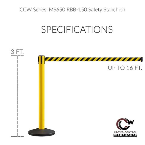 Crowd Control Warehouse CCW Series RBB-150 - مجموعة من 2 حواجز حزام قابلة للسحب - 16 قدم، حزام أحمر مع عمود أحمر - سهولة التجميع in Saudi Arabia