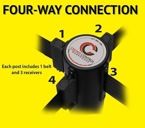 Crowd Control Warehouse CCW Series RBB-150 - مجموعة من 2 حواجز حزام قابلة للسحب - 16 قدم، حزام أحمر مع عمود أحمر - سهولة التجميع in Saudi Arabia