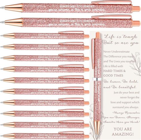 Supervitae 20 Sets Valentine's Day Inspirational Gifts for Women Pink Ballpoint Pens with Inspirational Cards Employee Appreciation Gifts for Coworker Staff Team Office Party Favors (Diamond) in Saudi Arabia