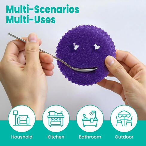 HELIME Scrub Sponge Dish Scrubber, Non Scratch Multipurpose Sponges, Temperature Controlled Dual Sided Cleaning Pads, Durable BPA Free and Odor Resistant Polymer Foam, Safe for Kitchen, Bathroom in Saudi Arabia