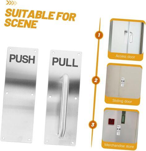 Veemoon 1set Stainless Steel Door Pull Plate Handle Elegant Push Pull Design for Use Versatile for Doors Cabinets Modern Finish Commercial Residential Applications in Saudi Arabia