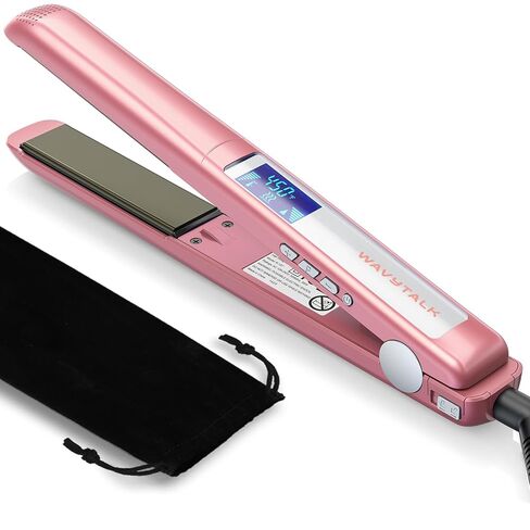 Wavytalk Pro Flat Iron Hair Straightener, 100% Pure Titanium Flat Iron for Easy Glide, Creates Silky Hair Instantly, Straightener and Curler for All Hairstyles, Dual Voltage Flat Iron for Hair (Blue) in Saudi Arabia