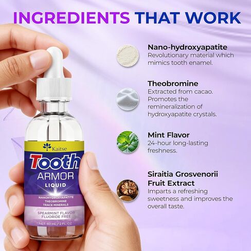 Cavity Healing Tooth Armor: Nano Hydroxyapatite Daily Care Drops for Tooth Surface Support - Gentle Oral Care for Sensitive Teeth Fluoride-Free 2 FL OZ (2.5 FL OZ) in Saudi Arabia