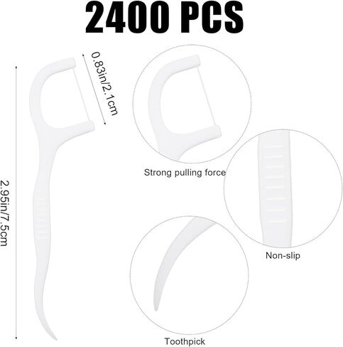 2400 Count Professional Dental Floss Picks for Teeth Travel Pack Bulk, High Toughness Picks Flosser for Adults Teeth Cleaning Dental Flossers for Family, Easy Grip Handle, Tight Space Cleaning in Saudi Arabia