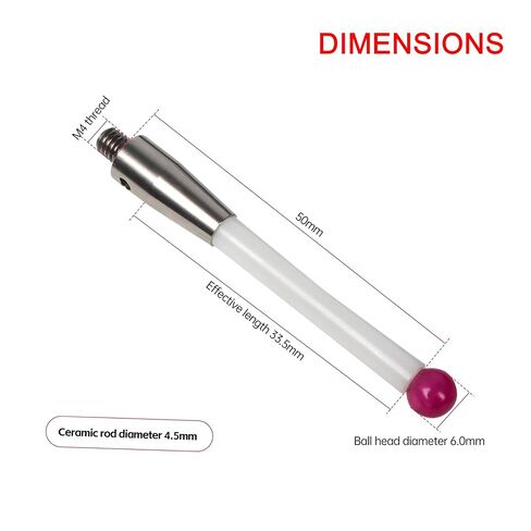 XUNKUNER CNC Probe Stylus M4 Thread، رأس كرة روبي 6 مم، طول 50 مم، جذع سيراميك صلب، دقة عالية 0.001 مم لمسبار اللمس CNC وCMM in Kuwait