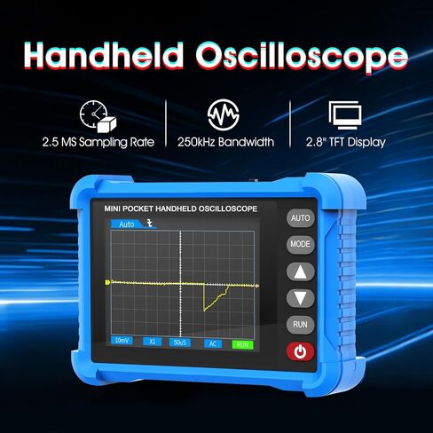 Handheld Oscilloscope, 2.8" TFT Digital Tablet Oscilloscope with 250KHz Bandwidth, 2.5MS/s High Sampling Rate, Auto Trigger, Portable Mini Oscilloscope Kit for Home, Electricians, DIYer in Saudi Arabia