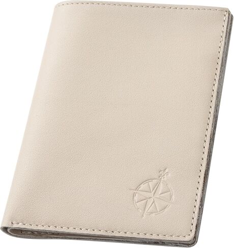 WANDERINGS Leather Travel Wallet with Passport Holder - 5.5" x 4" - Genuine Leather Case with RFID Blocking for Men and Women - Folding Wallet for Passports - Oat Color in Saudi Arabia