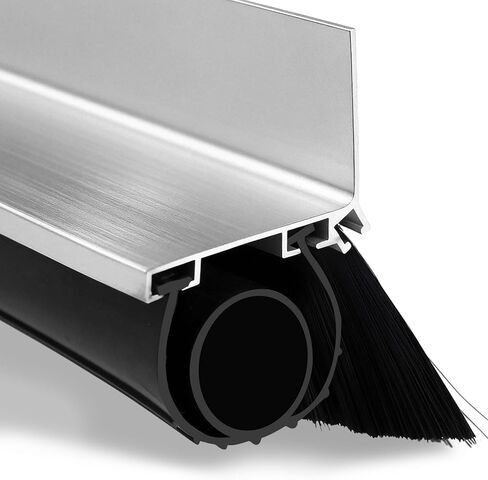16.5FT Universal Garage Door Seals Kits，Weatherproofing Garage Door Brush Seal, U + O Heavy Duty Garage Door Seal Bottom,Aluminum Track Retainer Base and Brush Kit, Suitable for Steel、Wooden Doors in Kuwait