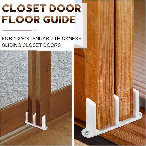 4 Pack White Sliding Closet Door Floor Guide - Pocket Door Bottom Bracket, Sliding Door Hardware Fit for 1-3/8" Width Door with Screws in Saudi Arabia