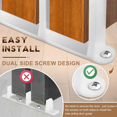 4 Pack White Sliding Closet Door Floor Guide - Pocket Door Bottom Bracket, Sliding Door Hardware Fit for 1-3/8" Width Door with Screws in Saudi Arabia