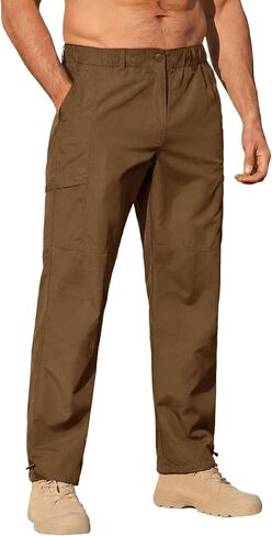 Runcati Mens Cargo Pants Work Tactical Sweatpants Outdoor Joggers Athletic Elastic Waist Hiking Trousers with Multi Pockets in Saudi Arabia