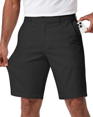 Wulcea Men's Golf Shorts 9" Chino Stretch Fabric Elastic Waist Quick Dry Water Resistant Casual Dress Work with Phone Pocket in Saudi Arabia