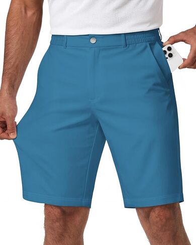 Wulcea Men's Golf Shorts 9" Chino Stretch Fabric Elastic Waist Quick Dry Water Resistant Casual Dress Work with Phone Pocket in Saudi Arabia