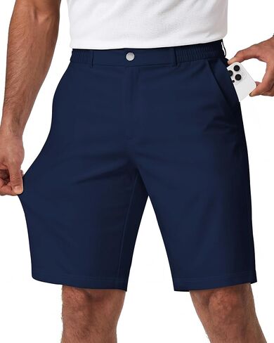 Wulcea Men's Golf Shorts 9" Chino Stretch Fabric Elastic Waist Quick Dry Water Resistant Casual Dress Work with Phone Pocket in Saudi Arabia
