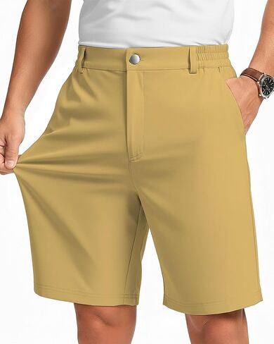 Wulcea Men's Golf Shorts 9" Chino Stretch Fabric Elastic Waist Quick Dry Water Resistant Casual Dress Work with Phone Pocket in Saudi Arabia