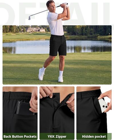 Wulcea Men's Golf Shorts 9" Chino Stretch Fabric Elastic Waist Quick Dry Water Resistant Casual Dress Work with Phone Pocket in Saudi Arabia