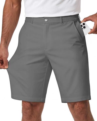 Wulcea Men's Golf Shorts 9" Chino Stretch Fabric Elastic Waist Quick Dry Water Resistant Casual Dress Work with Phone Pocket in Saudi Arabia