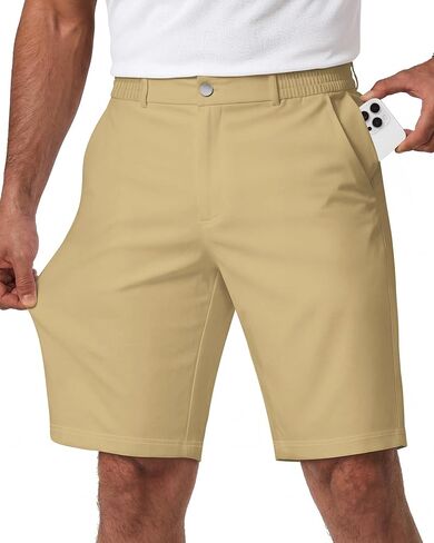 Wulcea Men's Golf Shorts 9" Chino Stretch Fabric Elastic Waist Quick Dry Water Resistant Casual Dress Work with Phone Pocket in Saudi Arabia