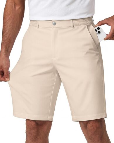 Wulcea Men's Golf Shorts 9" Chino Stretch Fabric Elastic Waist Quick Dry Water Resistant Casual Dress Work with Phone Pocket in Saudi Arabia