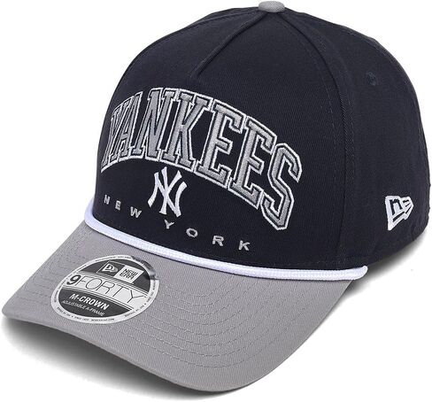 قبعة New Era NY New York Yankees 9FORTY M-Crown Snapback، قبعة قابلة للتعديل باللون الأزرق الداكن والرمادي in Saudi Arabia