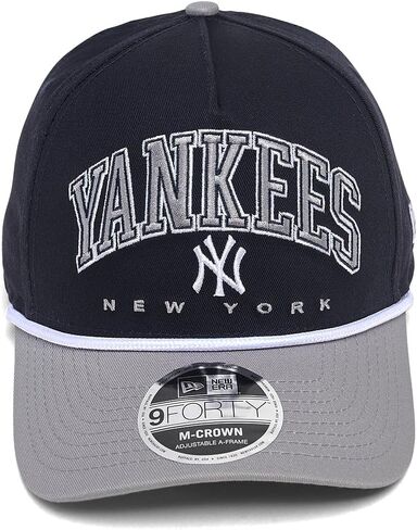 قبعة New Era NY New York Yankees 9FORTY M-Crown Snapback، قبعة قابلة للتعديل باللون الأزرق الداكن والرمادي in Saudi Arabia