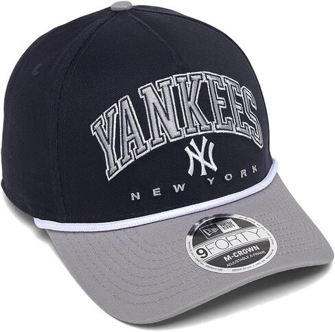 قبعة New Era NY New York Yankees 9FORTY M-Crown Snapback، قبعة قابلة للتعديل باللون الأزرق الداكن والرمادي in Saudi Arabia