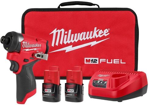 Milwaukee 3453-22 12V Fuel 1/4" Cordless Hex Impact Driver Kit with (2) 2.0Ah Lithium Ion Batteries, Charger & Tool Bag in Saudi Arabia