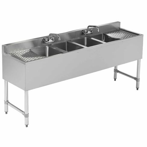 FSE 4-Compartment Stainless Steel Bar Sink with Two 13" Drainboards 72"W in Saudi Arabia