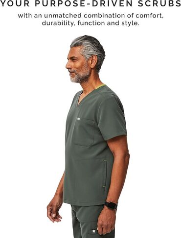 FIGS Chisec Three-Pocket Scrub Top for Men – Moss, M in Saudi Arabia