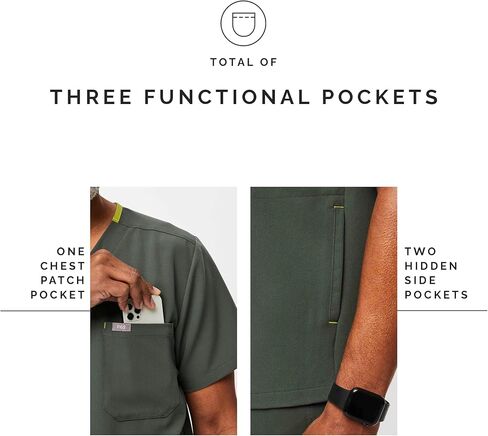 FIGS Chisec Three-Pocket Scrub Top for Men – Moss, M in Saudi Arabia