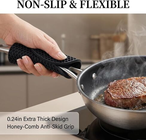 4 Pack Silicone Trivets for Hot Dishes, Heat-Resistant Non-Slip Hot Pads for Kitchen Countertops and Tables, Food-Grade Thick Silicone Mats (Black) in Saudi Arabia