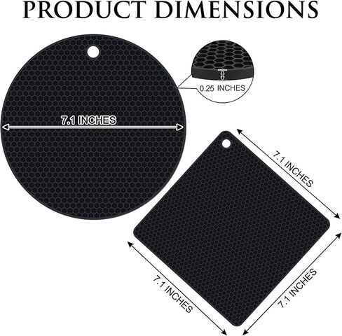 4 Pack Silicone Trivets for Hot Dishes, Heat-Resistant Non-Slip Hot Pads for Kitchen Countertops and Tables, Food-Grade Thick Silicone Mats (Black) in Saudi Arabia