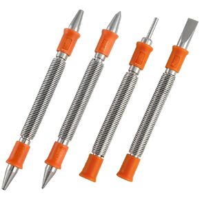 Suwimut 4 Pieces Dual Head Nail Setter & Dual Head Center Punch & Hinge Pin Removal Tool & Cold Chisel, Spring Loaded Punch for Metal Wood, Nail Setter Features 1/8", 3/32", 3/16", 1/16", 5/16", 1/8" in Kuwait