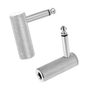 2Pcs 1/4 Right Angle Guitar Cable Adapter, 6.35mm Right Angle Adapter for Electric Guitars Bass Mixers Speaker (Silver) in Kuwait
