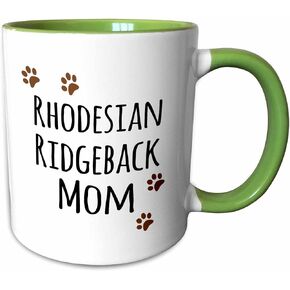 3dRose Rhodesian Ridgeback Dog Mom - Doggie by breed - brown paw prints - doggy lover - pet owner mama love 11oz Two-Tone Black Mug in Kuwait