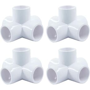 4 قطع 3/4 بوصة 5 موصلات PVC، أثاث أبيض درجة تي شيرت PVC تركيبات 0.75 بوصة كوع لرف DIY، إطار in Kuwait
