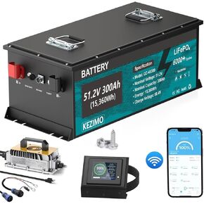 48V (51.2V) 105AH Lithium Battery for Golf Cart, Lifepo4 Battery with 58.4V 18A Charger Built-in 200A BMS, 6000+Cycles, Touch Monitor & Mobile APP for Golf Cart in Saudi Arabia