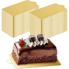 400 Pcs Mini Rectangle Cake Board 4 Inch Gold Mini Cake Boards Mousse Cupcake Base Cardboard Cupcake Dessert Displays Tray for Dessert,Cakes Slices in Saudi Arabia