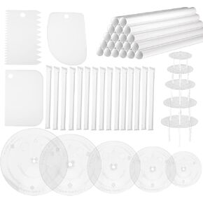 Cake Pin Sticks Set, 35 Pieces Cake Sticks Support Rods with 5 Cake Dividers for 4, 6, 8, 10, 12 Inch Cakes, Tiered Cake Supports Plastic Cake Dowels Rods for Cake Stacking in Saudi Arabia